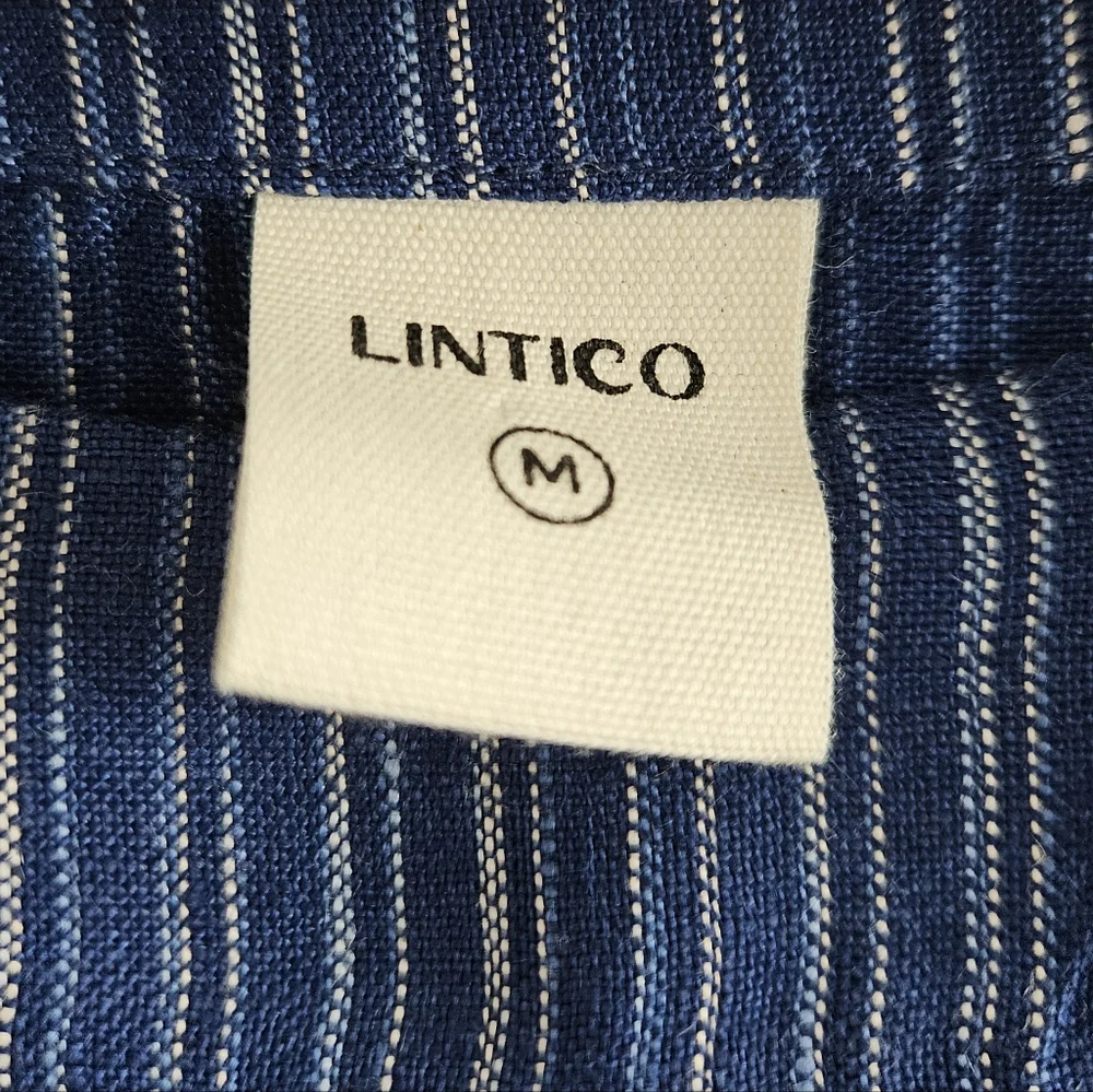 Lintico 100% Linen Florence Top Blue Women's Medium Striped Lagenlook - Picture 10 of 14